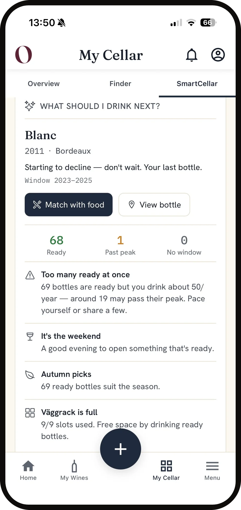 OENARI wine cellar app – advice from your own cellar
